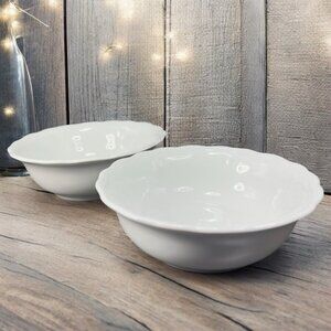 Pillivuyt France Porcelain Dish Bowl Set 2 Bowls Dishes White Depuis French VTG